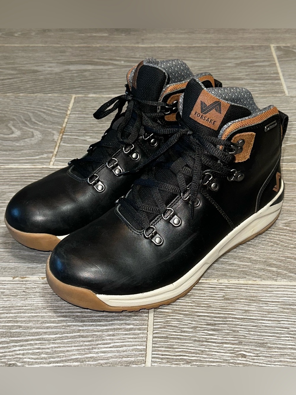 Forsake Halden Men's 10 Waterproof Premium Leather Hiking Boot Black/Tan Casual